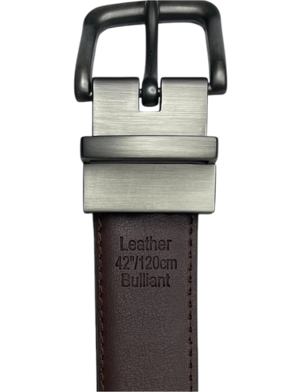 BULLIANT Men's Reversible Leather Dress Belt Black/Brown Silver Swivel Buckle 42
